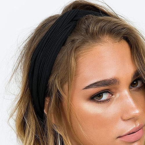 AQOKKA Boho Non-Slip Knotted Headbands for Women - Soft Elastic Hair Band