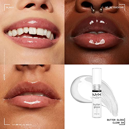 NYX PROFESSIONAL MAKEUP Butter Gloss, Non-Sticky Lip Gloss - Sugar Glass (Clear) & wet n wild Mega Slicks Lip Gloss | Long Lasting | Hyaluronic Acid | High Shine | Crystal Clear