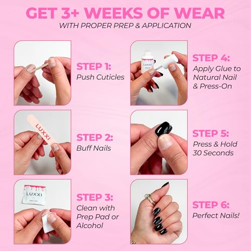 LUXXI Quick Dry Nail Glue for Press-On Nails, Strong Adhesive 7ml