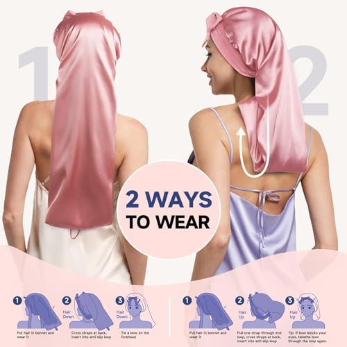Umisleep 22 Momme Silk Sleep Bonnet for Long Hair & Braids