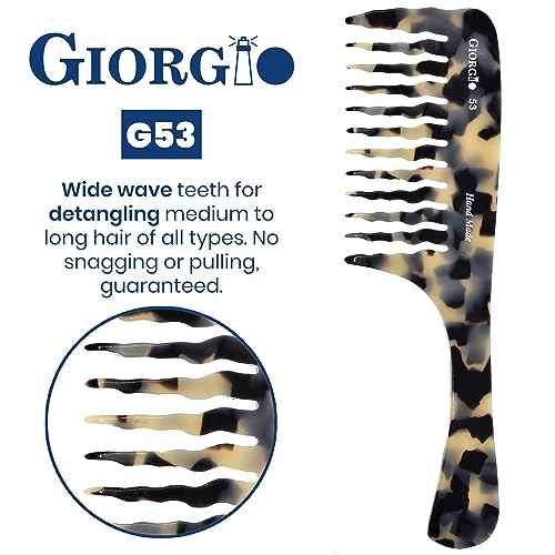 Giorgio G53 Wide Tooth Comb for Curly and Thick Hair - Large Rake Detangler Comb for Wet or Dry Hair, Handmade and Hand Polished (8)