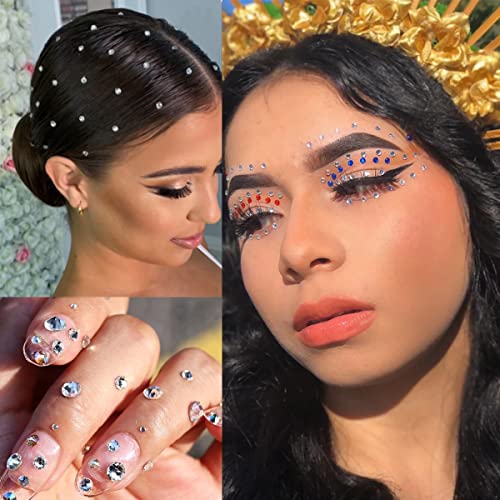1250 Pcs Self-Adhesive Rhinestone Face Gems - 16 Colors