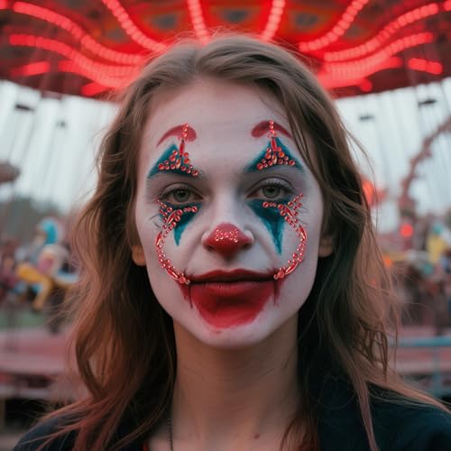 Halloween Face Gems Rhinestone Tattoos - 2 Sheets Clown