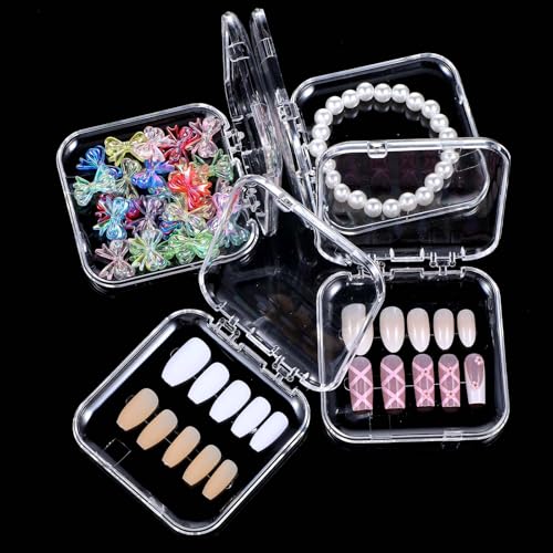 30pcs Press on Nail Storage Box with 60 Pcs Adhesive Double Sided Tape Acrylic Nail Display Boxes Artificial False Nail Box Organizer Fake Nail Case Transparent Nails Packaging Boxes for Nail Salon