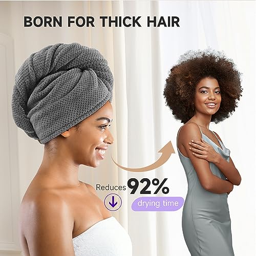 Umisleep 3 Pack Microfiber Hair Towel Wrap for Curly Hair, Super Absorbent Hair Drying Towel for Women, Kids, Hair Care Accessories, Hair Turban for Wet Hair (Grey, Camel, Brown)