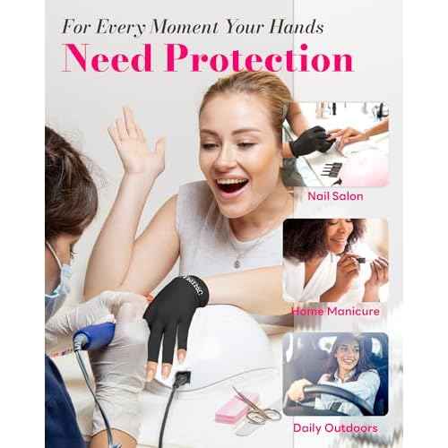 UV Gloves for Gel Manicures, 2 Sizes Option for Regular/Petite Hands, UPF50+ Fingerless Gloves Anti Sun & UV light