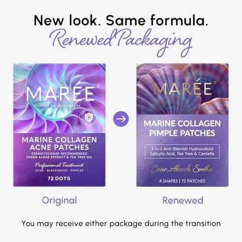 MAREE Star Pimple Patches for Face 2 PACK - Hydrocolloid Acne Patches w/Salicylic Acid, Tea Tree Oil & Centella - Cute Pimple Patches Stars - Teens Zit Patches Stickers - Parches Para Acne - 144 Dots
