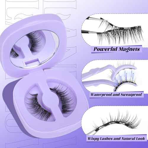 Lanflower Magnetic Eyelashes with Applicator Natural Magnetic Lashes Wispy False Eyelashes with Magnets Fairy Eyelashes No Need Glue Manga Lashes