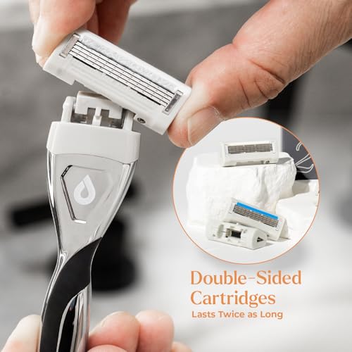 REVOLV - Men¡¯s Razor - 1 Premium Weighted Handle + 1 Dual-Sided Cartridge - For a Closer, Smoother Shave - Safe on Sensitive Skin - Black
