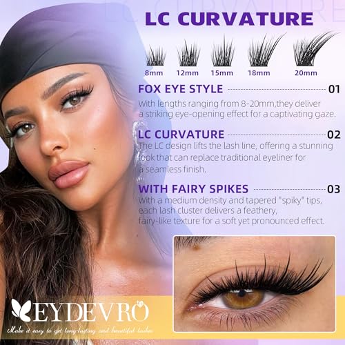 EYDEVRO Wispy Fox Eye Lash Clusters K - Left/Right for Sexy Cat Eye Look