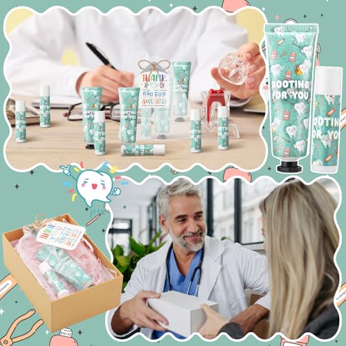 Leelosp 96 Pcs Dental Gifts Dental Assistant Week Gifts Lips and Hand Cream Gift Bulk with Appreciation Card for National Dentist's Day Hygienist Nurse Doctor Coworker Staff Hospital Office Supplies