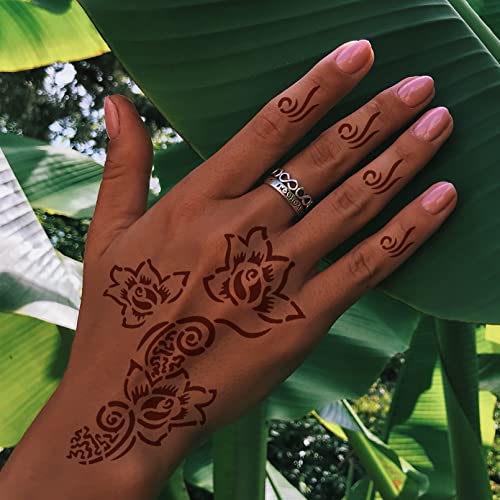 16 Sheets Henna Tattoo Stencils Kit Reusable for Women Girls and Kids,150+ PCS Temporary Indian Arabian Glitter Airbrush Tattoo Stencils for Face Body Paint DIY