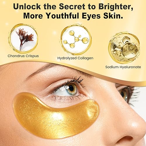 Under Eye Patches (36 Pairs) - Valentines Day Gifts for Women, 24K Gold Eye Masks Enriched with Abundant Collagen for Dark Circles, Puffy Eyes, Wrinkles - Vegan & USA Tested