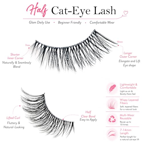 Half Lashes False Eyelashes Wispy Lash Strips Cat Eye Fake Strip
