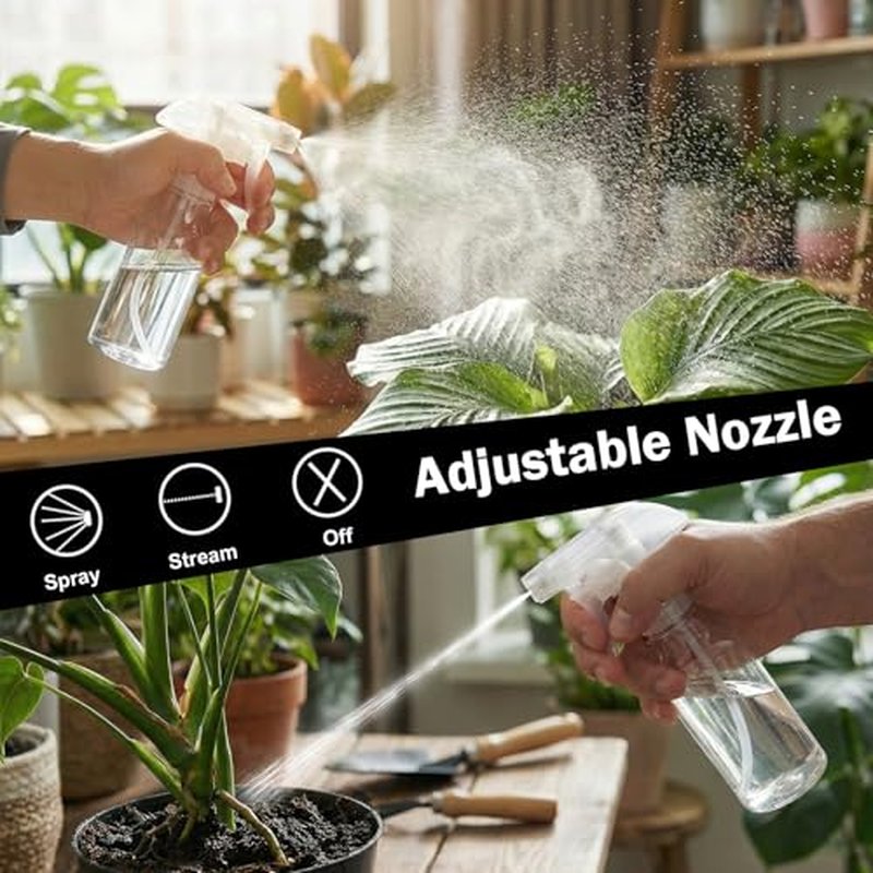 4oz Plastic Spray Bottles - 3 Pack with Adjustable Nozzle