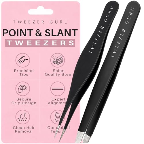 Precision Tweezers Set - Ingrown Hair & Eyebrow Removal, Stainless Steel