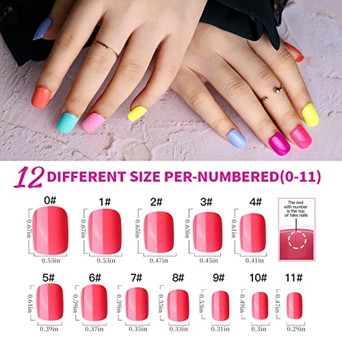 Teenitor Almond Press On Nails Medium Almond Glossy Press On Almond Fake Nails, 288Pcs Almond Shape Press On Nails With Glue,12 Color Almond Glue On Nails