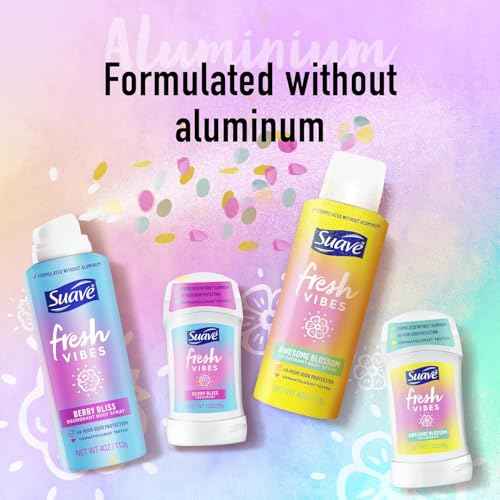 Suave Aluminum-Free Deodorant, Kids & Teen Girls ??Fresh Vibes Berry Bliss & Awesome Blossom, 48H Protection, 1.2 Oz Ea