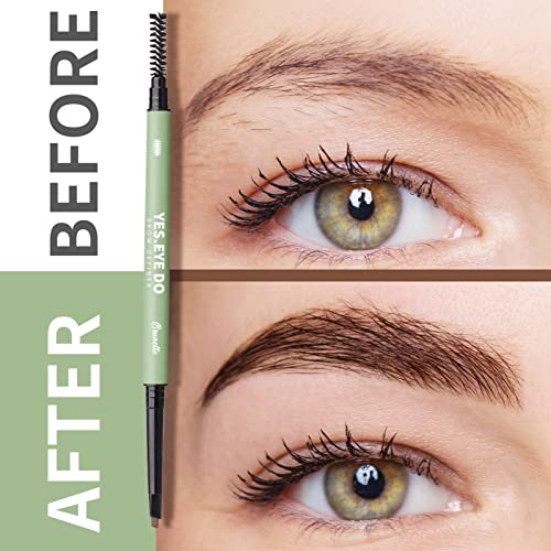 Grey Eyebrow Pencil for Older Women Soft, Ultra Slim Gray Eyebrow Pencil for Women, Double Head Brow Pen for Natural Look, Long Lasting, Sweatproof, Grey, YES.EYE DO