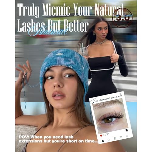 EYDEVRO Natural Self Adhesive Eyelashes Wispy Self Adhesive Lash Clusters No Glue Needed Eyelash Clusters Pre-glued Individual Lashes Up-graded 3.0 Self Adheisive Strip Strong Hold for 48+ Hours
