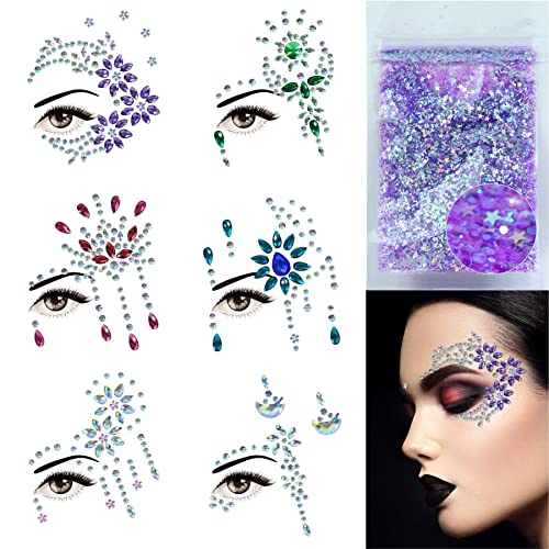 Face Jewels Rhinestone Stickers & Chunky Glitter Set