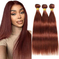 Color 33 Reddish Brown Straight Human Hair Bundles (22-26 Inch)