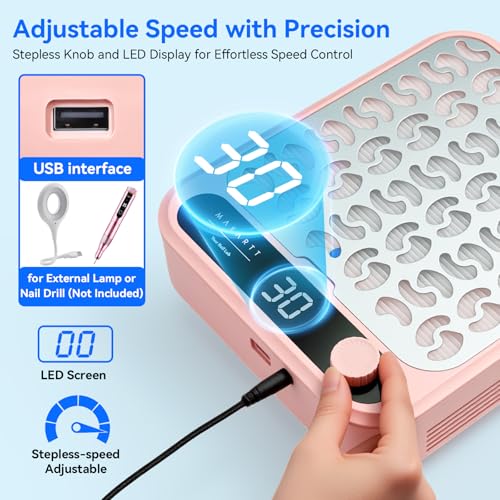Larina Pink Makartt Nail Dust Collector with LED Display & Speed Control