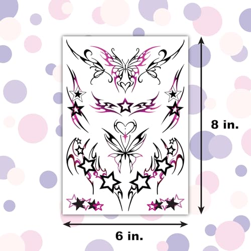 Y2K Temporary Tattoo Sheets – 3 Pack Waterproof Tribal & Cybersigilism