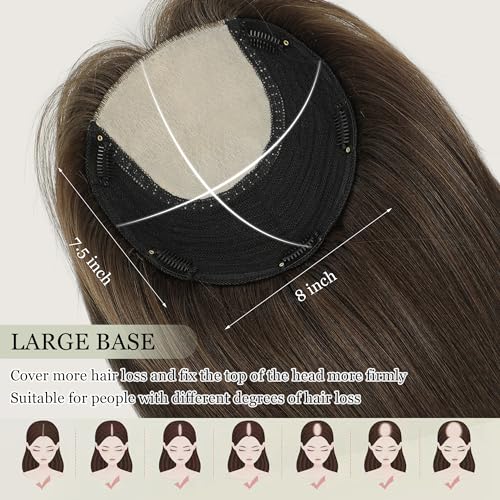 Aimeolyn Human Hair Topper 16" Large Base for Thinning Hair