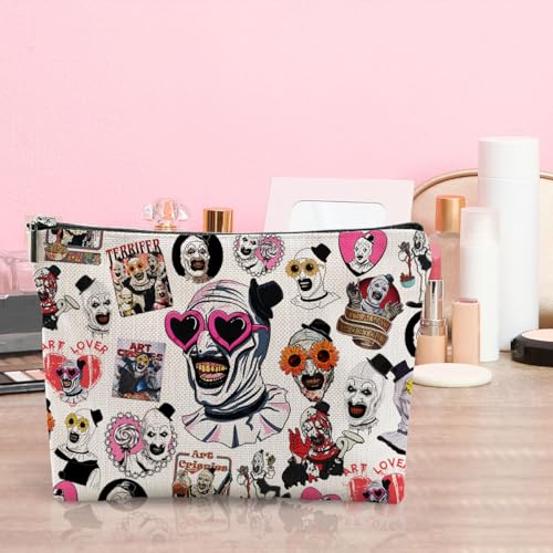 Scary Clown Cosmetic Bag Small Makeup Bag Horror Movie Lover Gifts for Women Girls Horror Film Lovers Fans Travel Toiletry Makeup Organizer Zipper Pouch