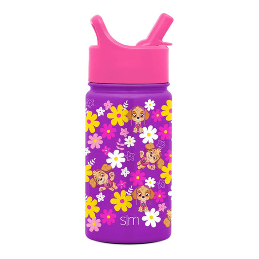 Simple Modern Paw Patrol Kids Water Bottle with Straw Insulated Stainless Steel Toddler Cup for Girls, School | Summit Collection | 14oz, Skye Flowers