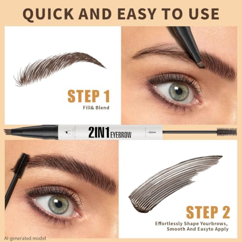 4-Fork Microblading Eyebrow Pen - Waterproof 2-in-1 Brow Pencil