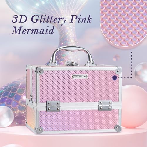 Mermaid Pink Makeup Train Case 8.85" Portable Organizer