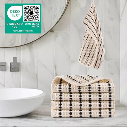 POLYTE Microfiber Waffle Wash Cloth 13x13 in | 4 Pack