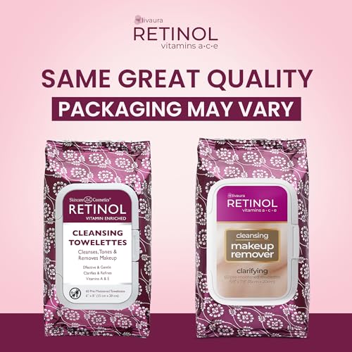 Retinol Anti-Aging Cleansing Towelettes ? All-in-One Cleanser, Toner & Makeup Remover in a Convenient Pre-Moistened Wipe ? On-The-Go Exfoliating, Toning & Hydrating Leaves Skin Clean, Fresh & Refined