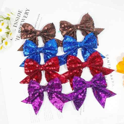 2Pcs 3 Inch Sequins Hair Bows for Girls, Sparkling Bows Alligator Hair Clip Hair Barrettes Accessories for Women Teens Girls Kids (Rainbow)