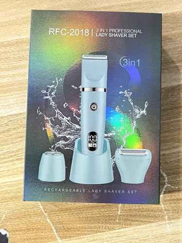 Scttomon 3-in-1 Electric Razor IPX7 Waterproof Bikini Trimmer Wet & Dry Use Painless Personal Trimmer Groomer for Ladies Face Body Legs Bikini Public Hairs Electric Lady Shaver with Replaceable Heads