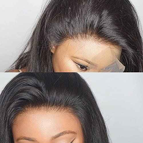 13x4 Ear To Ear Straight Lace Frontal Closure Transparent HD Human Hair With Baby Hair Knots 100% Virgin Remy Human Lace Frontal Closures 150% Density Natural Color (14 Inch,Straight frontal)