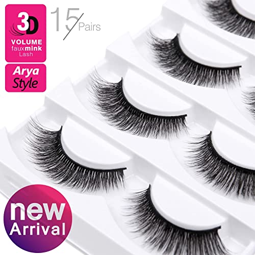 Eliace 3D Mink False Eyelashes Cat Eye Lashes 15 Pairs
