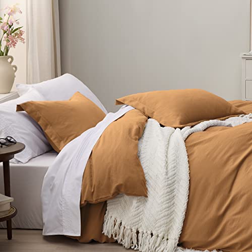 Bedsure Honey Ginger Twin Duvet Cover Set - Soft Prewashed Duvet Cover Twin Size, 2 Pieces, 1 Duvet Cover 68x90 Inches with Zipper Closure and 1 Pillow Sham, Comforter Not Included