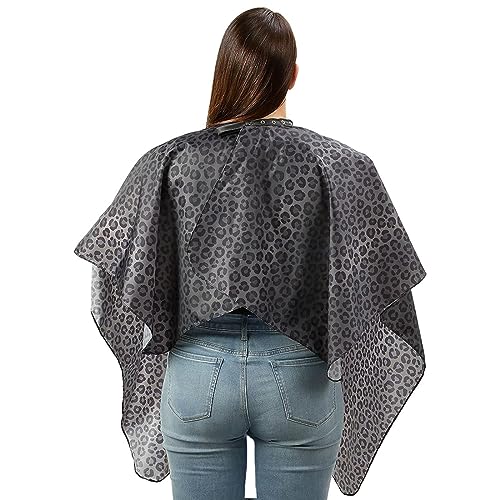 Waterproof Hair Cutting Cape with Leopard Print - Adjustable Salon Cape