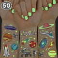 Space Glow in Dark Temporary Tattoos for Kids - 50 pc