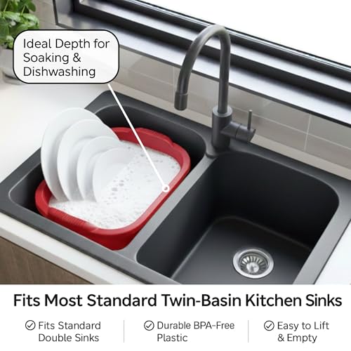 12 Quart Heavy-Duty Red Dishpan for Washing & Soaking