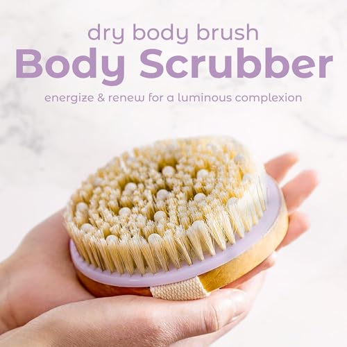MainBasics Dry Brushing Body Brush with Natural Boar Bristles & Massage Nodes