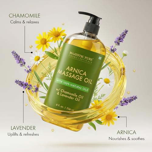 Majestic Pure Arnica Massage Oil 8 Fl Oz - Relaxing Body & Post-Workout Care