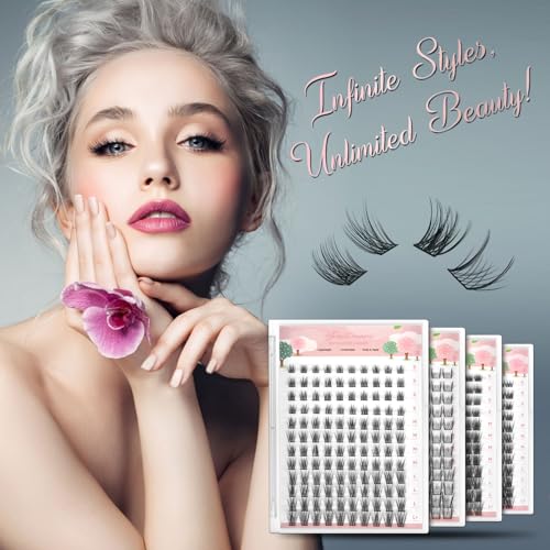 DIY Lash Clusters, Individual Lashes Extensions Wispy Cluster Lashes 8-16mm Mix Lengths C Curl 0.07mm Thickness Eyelash Clusters Home Use False Eyelashes Apply Under Your Lashes