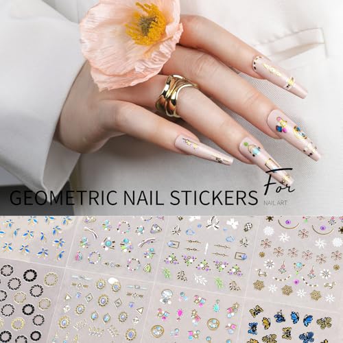 Teenitor 50 Sheets Nail Art Stickers - Flowers, Gold & Designs