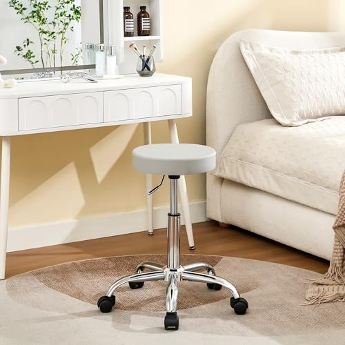 Rolling Stool Adjustable Height 19.5¡¯¡¯-26.6¡¯¡¯,Tattoo Chair for Artist, Gray Stool for Hairstylist (Gray)
