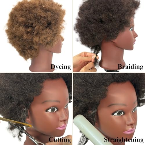 Afro Curly Mannequin Head 100% Human Hair 6" Braiding