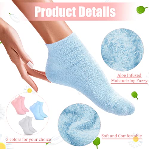 3 Pairs Aloe Infused Gel Moisturizing Spa Socks for Dry Cracked Feet